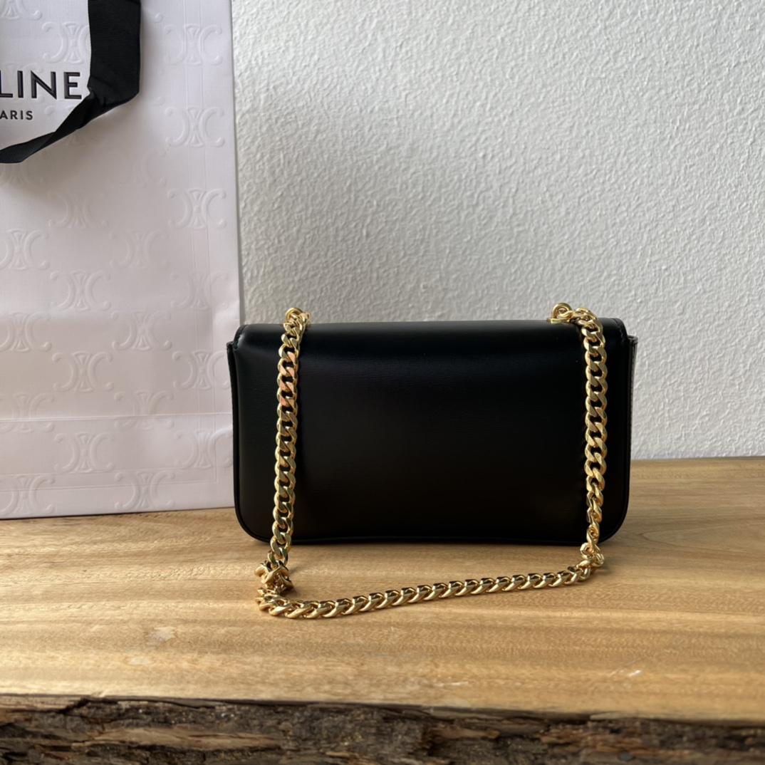 Celine Chain Shoulder Bag Cuir Triomphe In Shiny Calfskin - FashionPlug