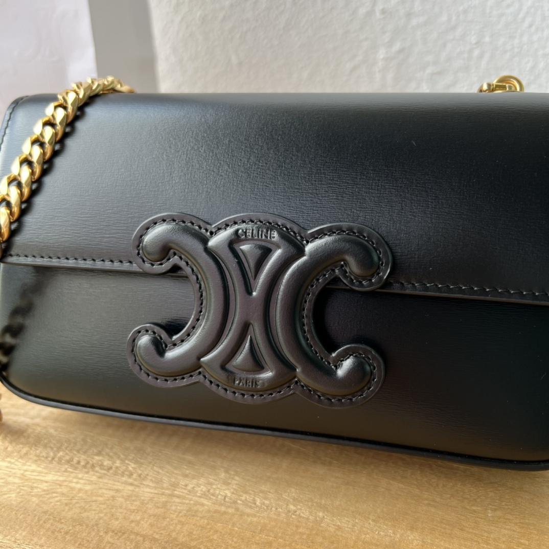 Celine Chain Shoulder Bag Cuir Triomphe In Shiny Calfskin - FashionPlug