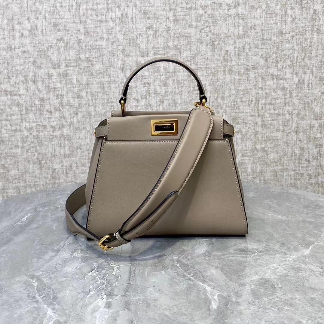 Fendi Peekaboo Mini Dove Gray Leather Bag - FashionPlug