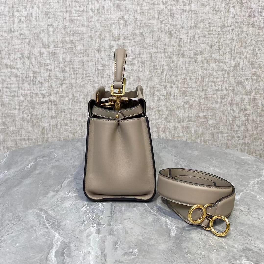 Fendi Peekaboo Mini Dove Gray Leather Bag - FashionPlug