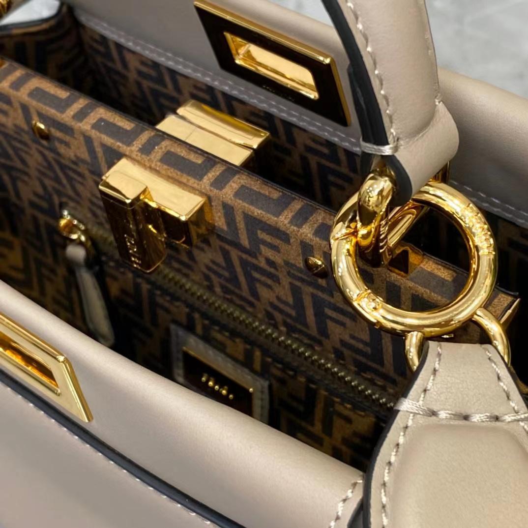 Fendi Peekaboo Mini Dove Gray Leather Bag - FashionPlug