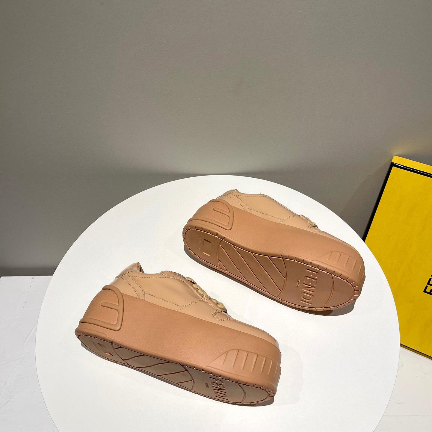Fendi Fashion Show Beige Leather Low-Tops Sneaker  - FashionPlug