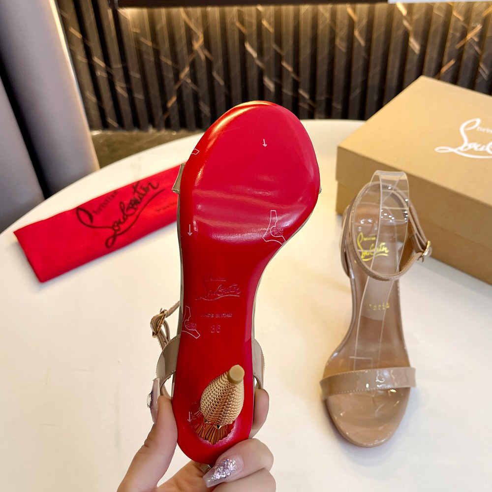 Christian Louboutin Lipqueen 105 Patent Leather Sandals - FashionPlug