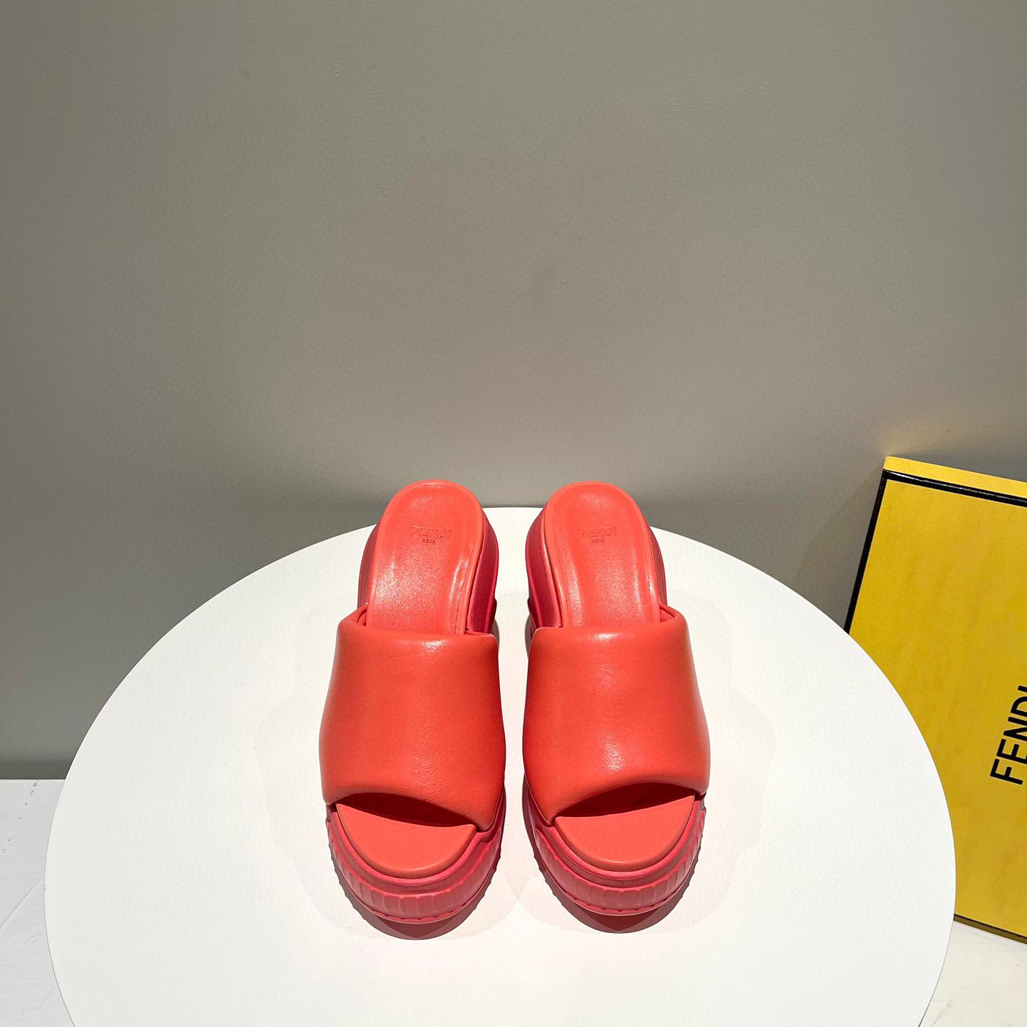 Fendi Fashion Show Red Nappa Leather Slides - FashionPlug