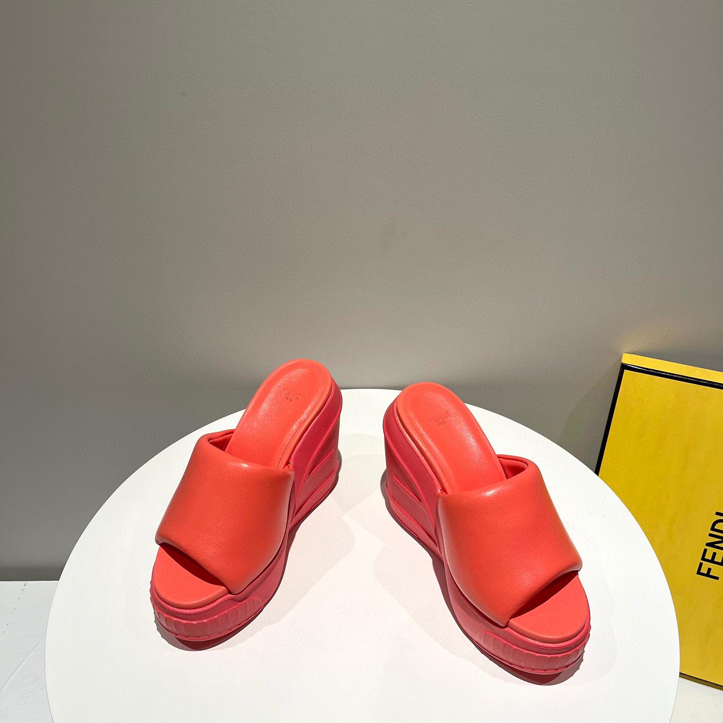 Fendi Fashion Show Red Nappa Leather Slides - FashionPlug