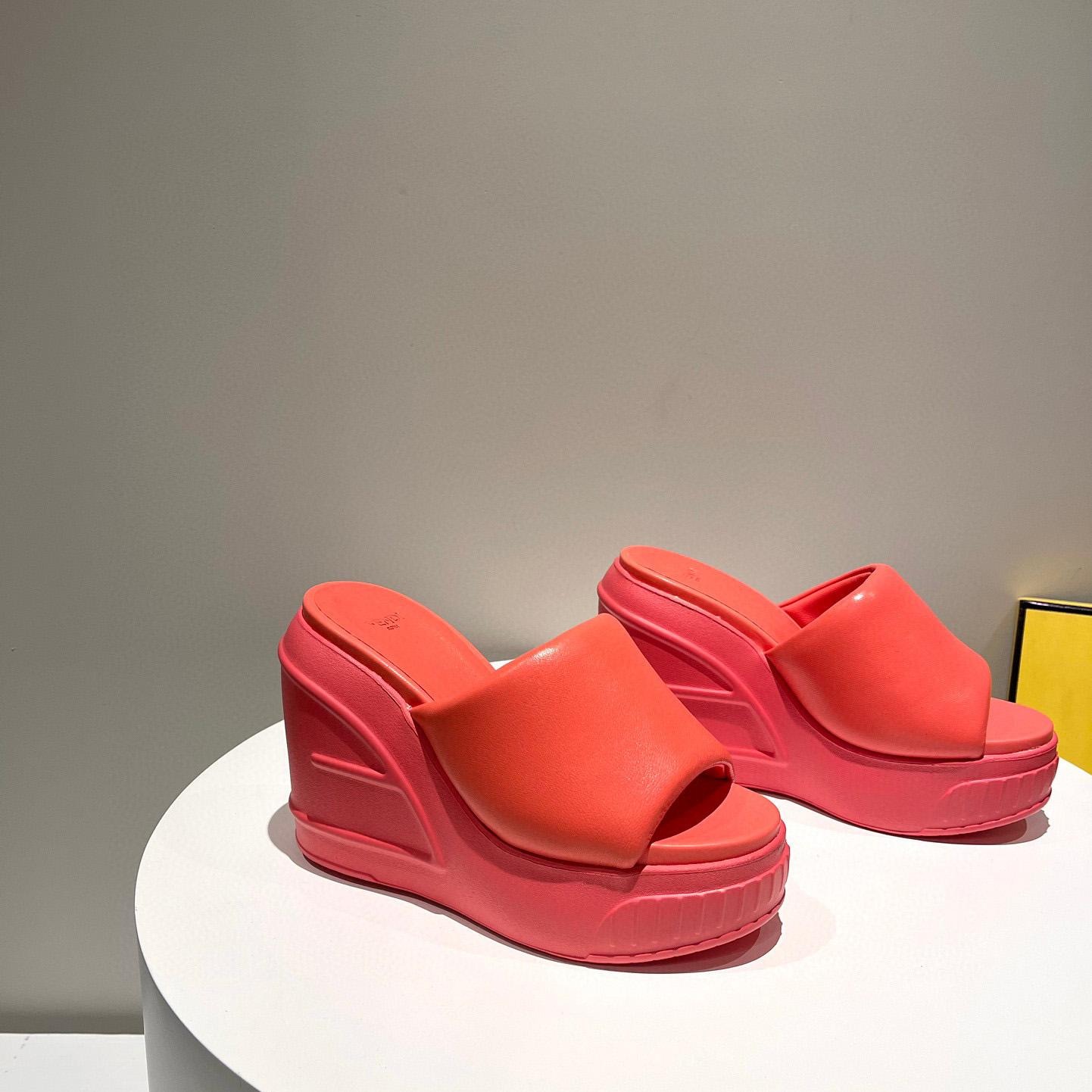 Fendi Fashion Show Red Nappa Leather Slides - FashionPlug