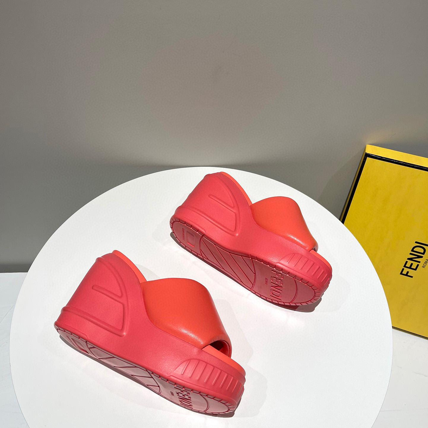 Fendi Fashion Show Red Nappa Leather Slides - FashionPlug