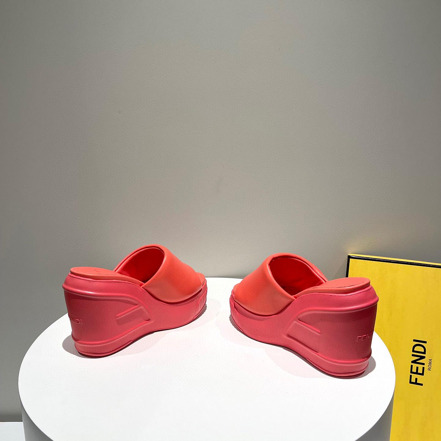 Fendi Fashion Show Red Nappa Leather Slides - FashionPlug