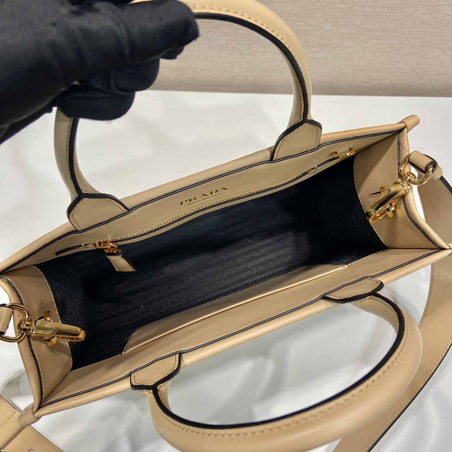 Prada Small Leather Prada Symbole Bag With Topstitching - FashionPlug