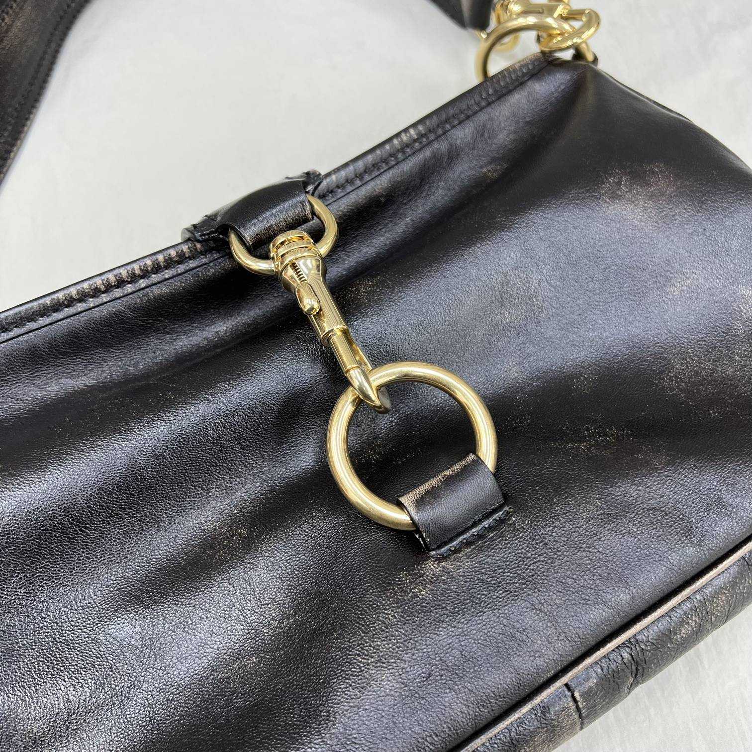 Miu Miu Leather Shoulder Bag With Snap Hook - FashionPlug