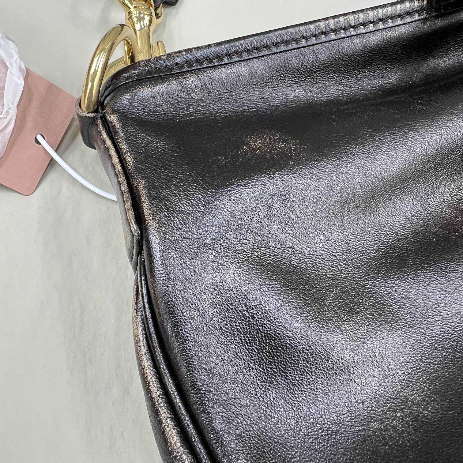 Miu Miu Leather Shoulder Bag With Snap Hook - FashionPlug