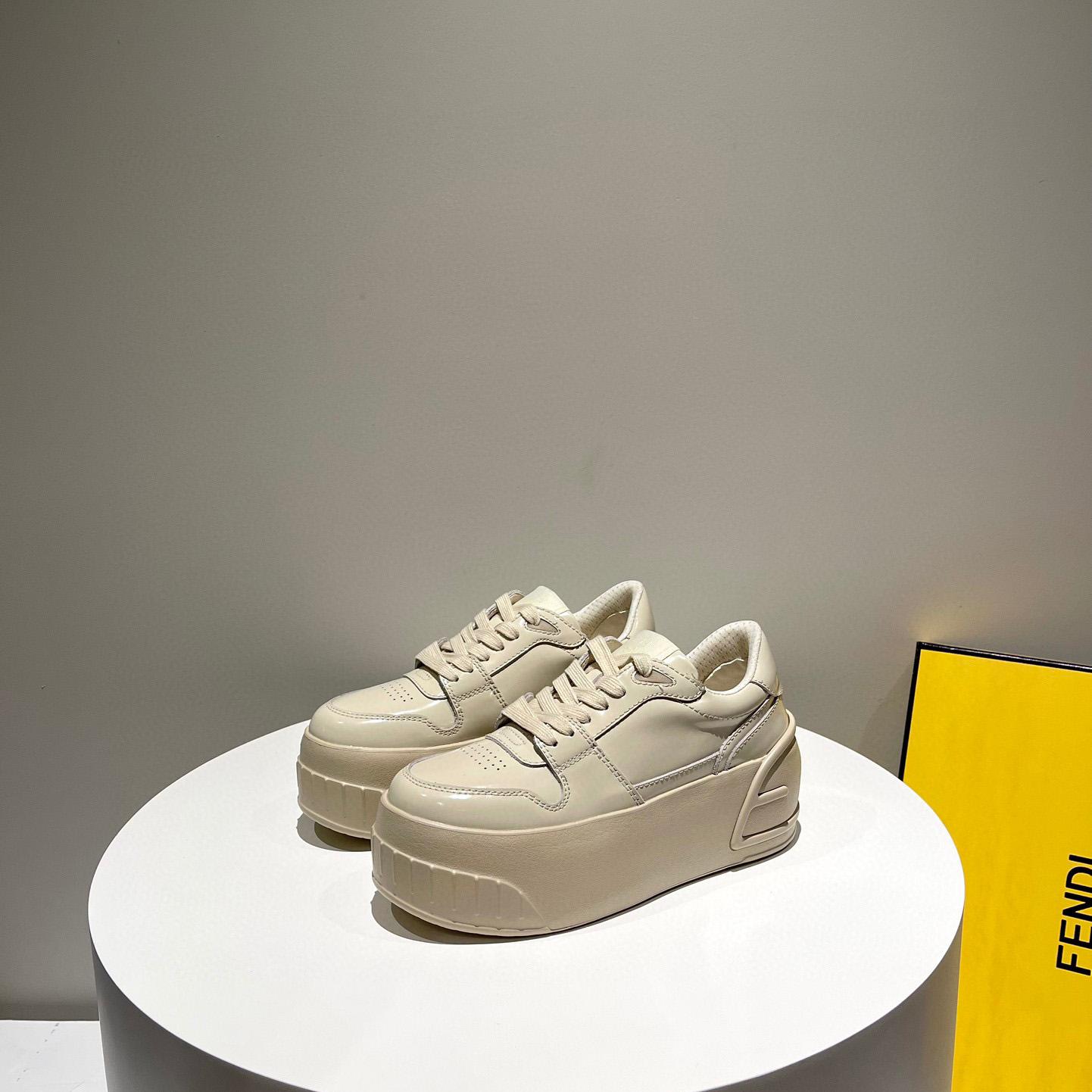 Fendi Fashion Show Beige Leather Low-Tops Sneaker  - FashionPlug