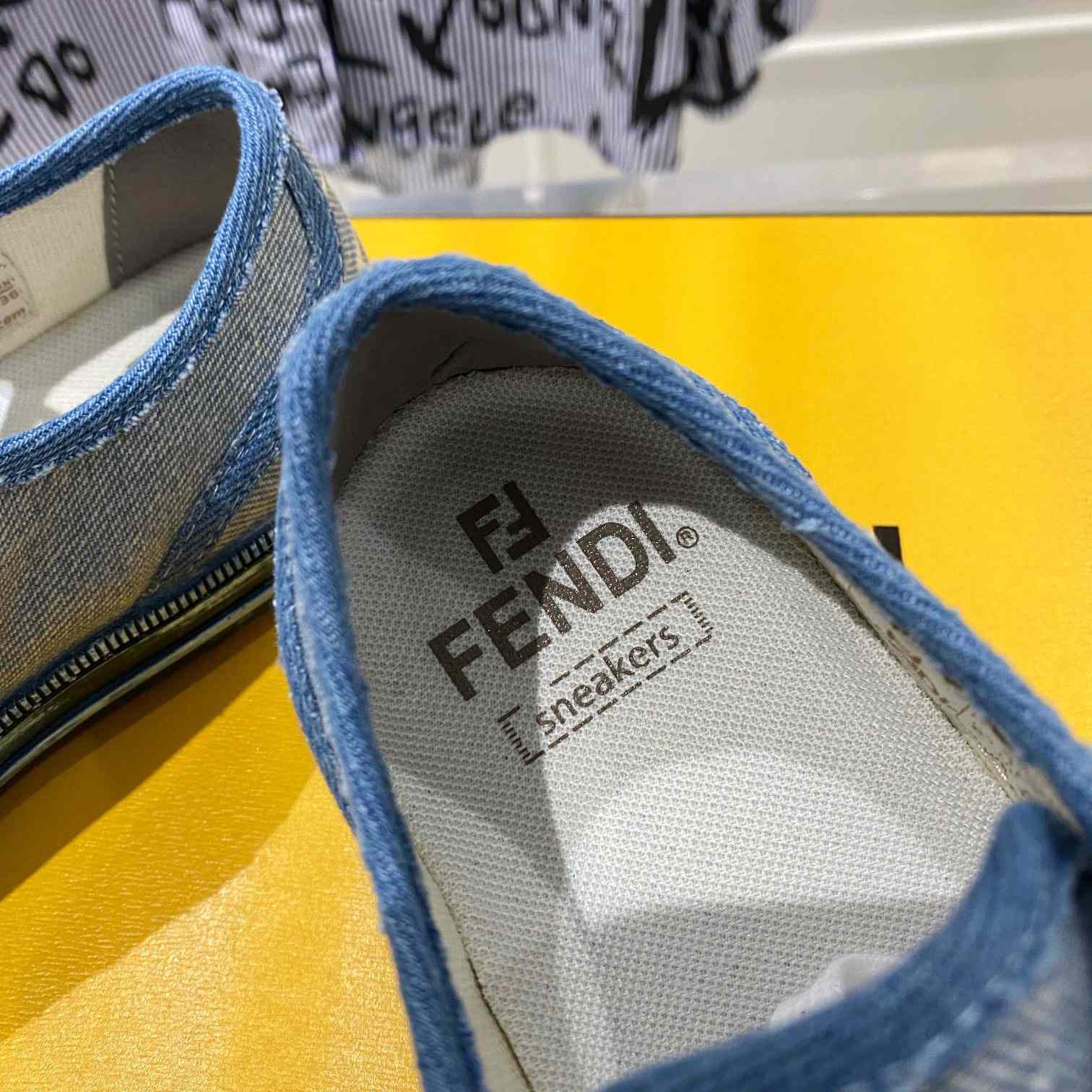 Fendi Domino Light Blue Denim Low Tops Sneakers - FashionPlug