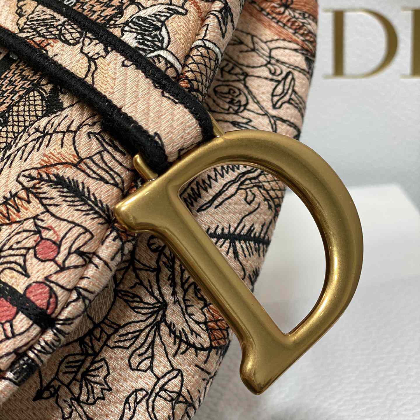 Dior Saddle Bag Metallic Pink Brocart Embroidery - FashionPlug