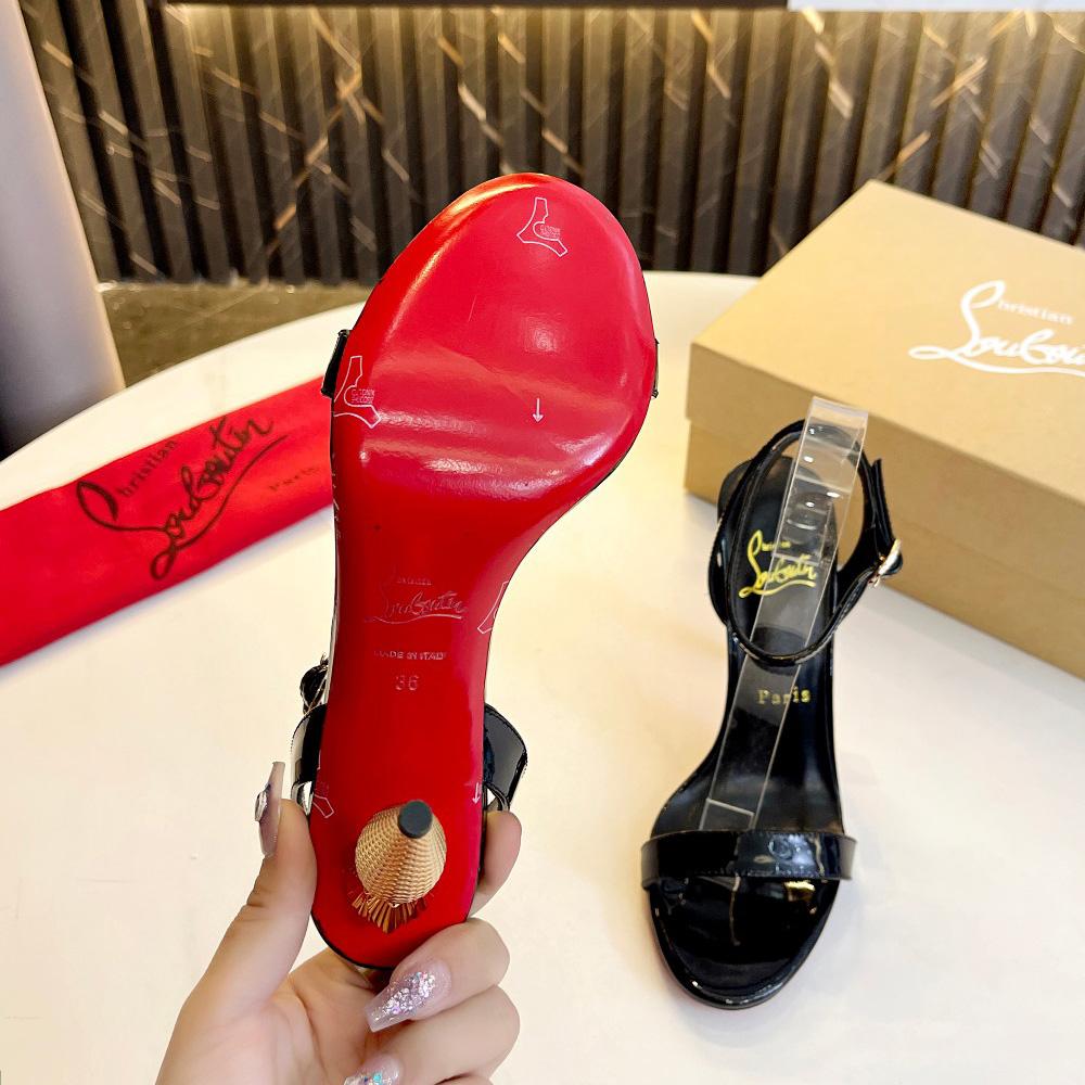 Christian Louboutin Lipqueen 105 Patent Leather Sandals - FashionPlug
