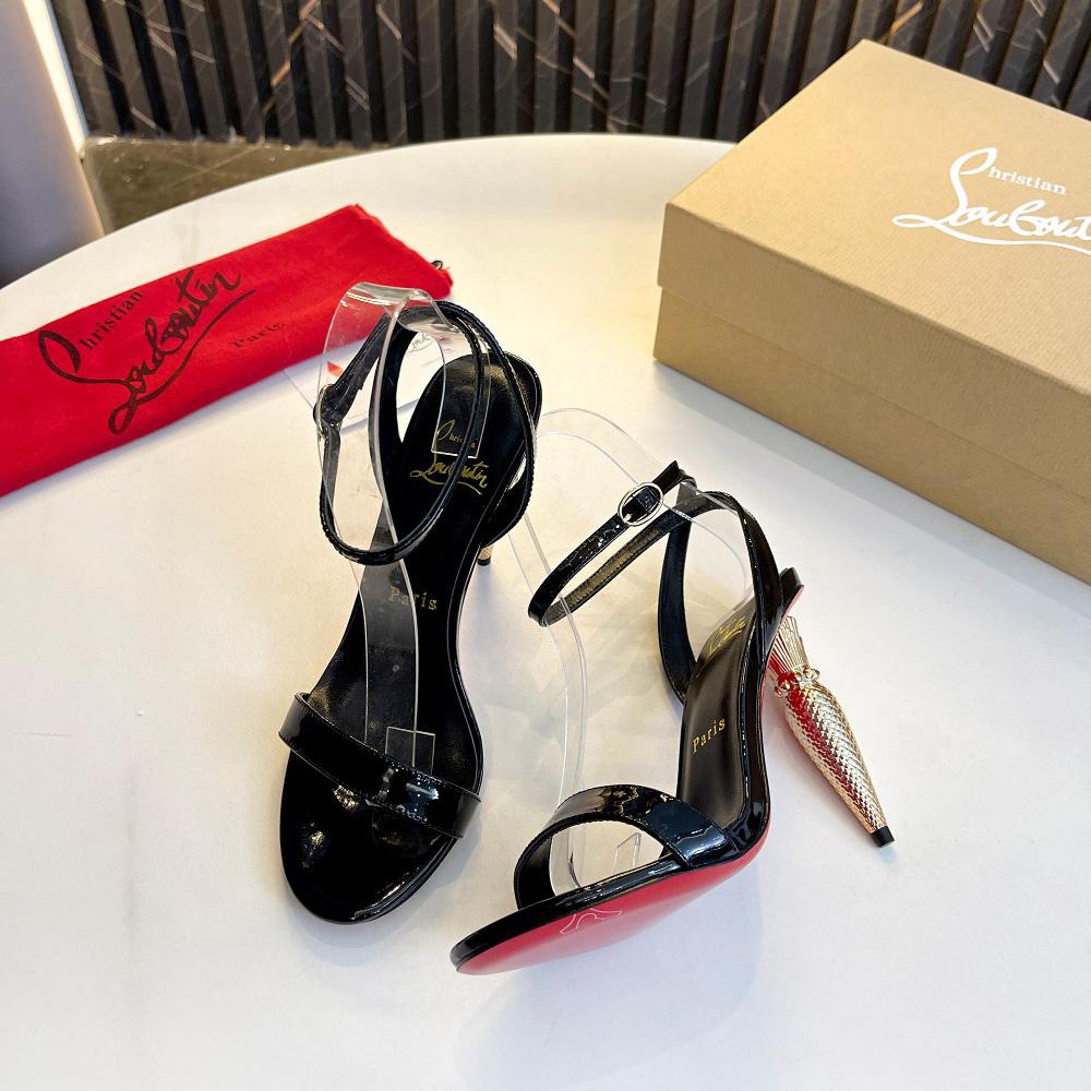 Christian Louboutin Lipqueen 105 Patent Leather Sandals - FashionPlug