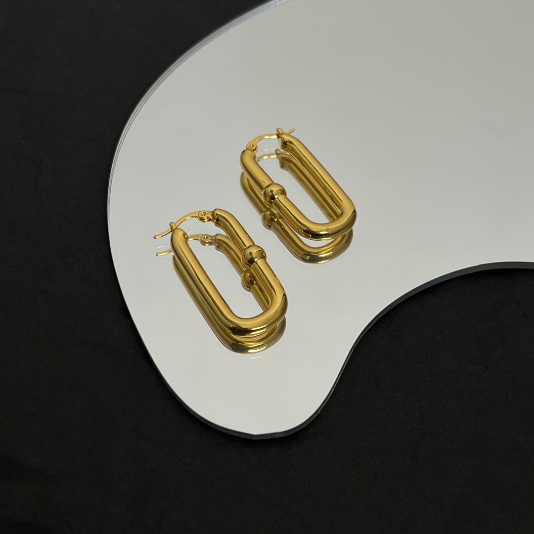 Bottega Veneta Chains Hoop Earrings - FashionPlug