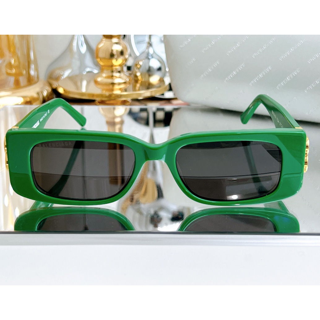 Balenciaga Dynasty Rectangle Sunglasses In Green    bb0096 - FashionPlug