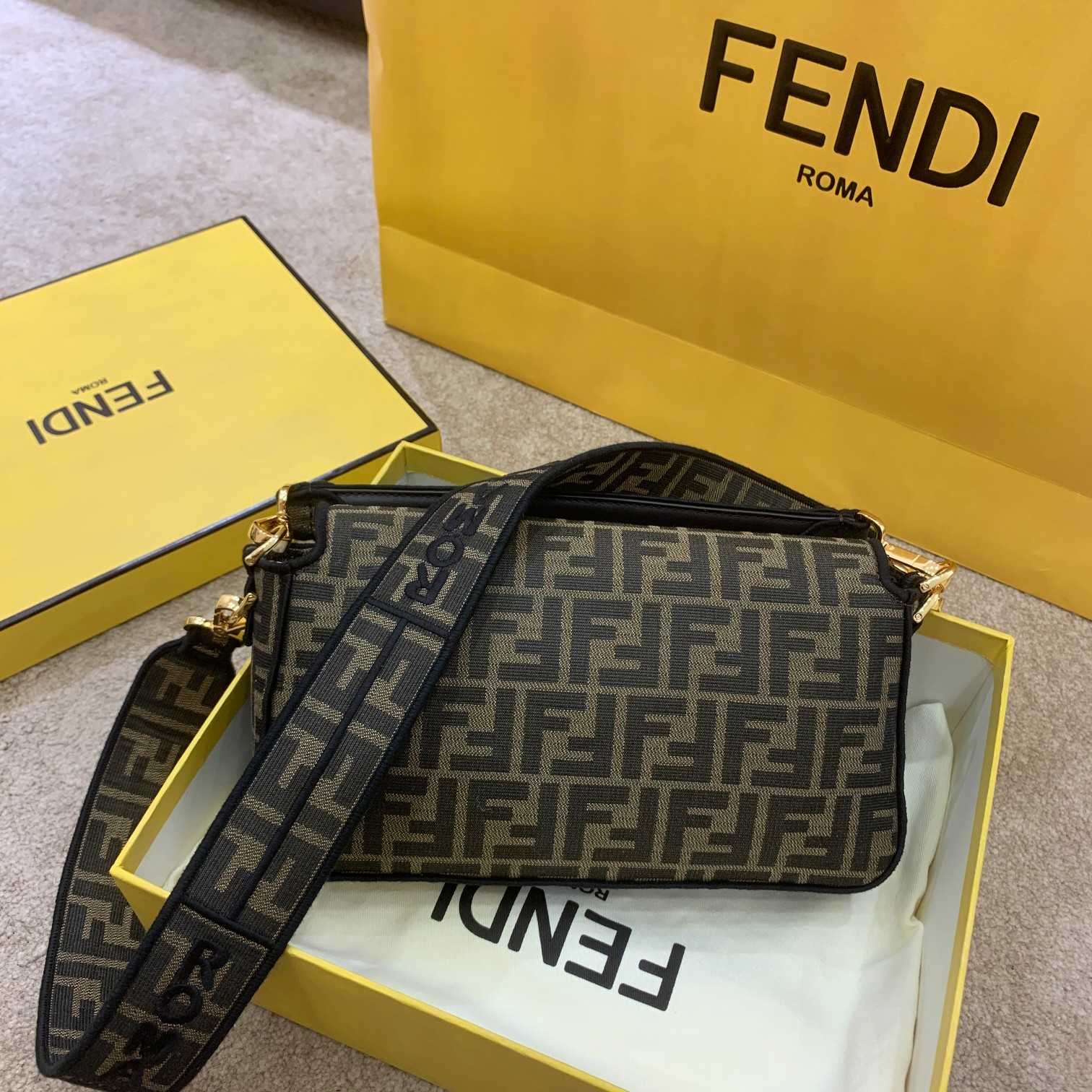Fendi Baguette Jacquard FF Fabric Bag - FashionPlug