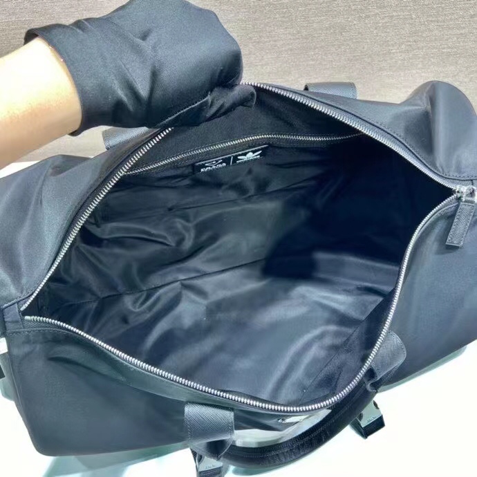 Prada  Nylon And Saffiano Leather Duffle Bag - FashionPlug