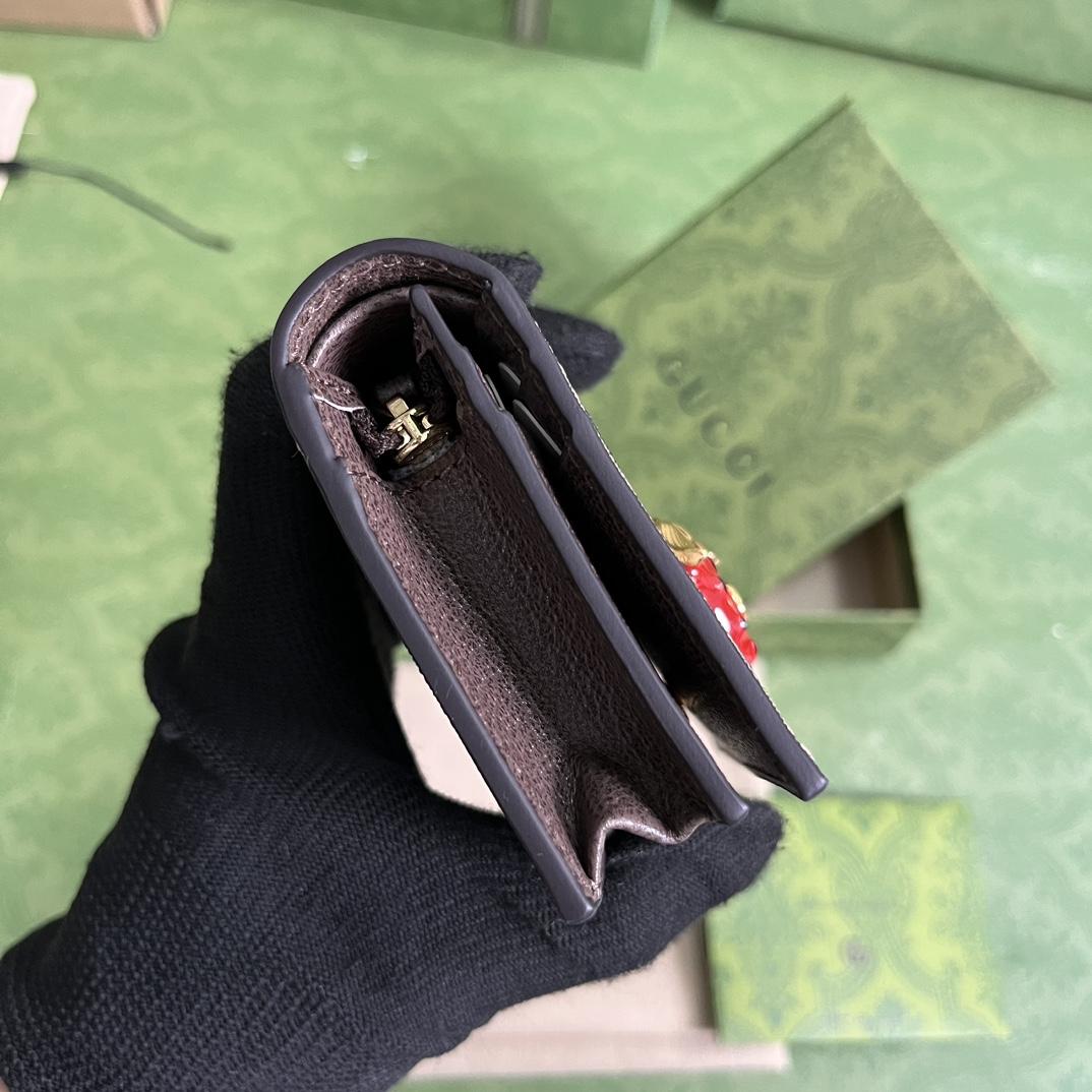 Gucci Card Case Wallet With Double G Strawberry - FashionPlug