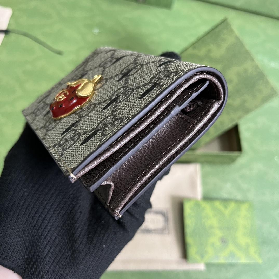 Gucci Card Case Wallet With Double G Strawberry - FashionPlug