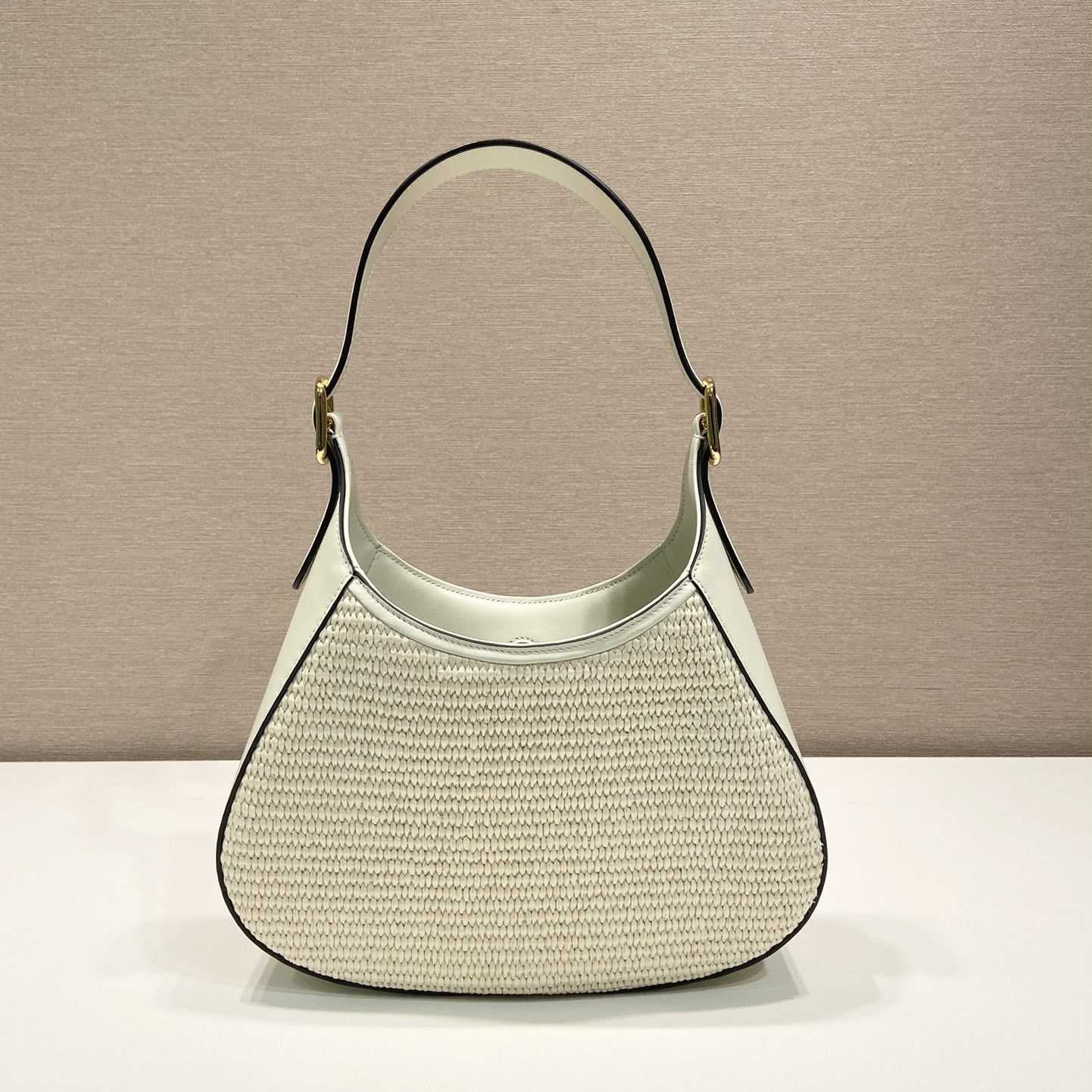 Prada Fabric And Leather Shoulder Bag - FashionPlug