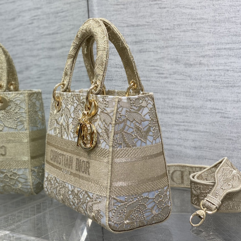 Dior Medium Dior Or Lady D-lite Bag - FashionPlug