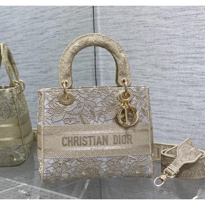 Dior Medium Dior Or Lady D-lite Bag - FashionPlug