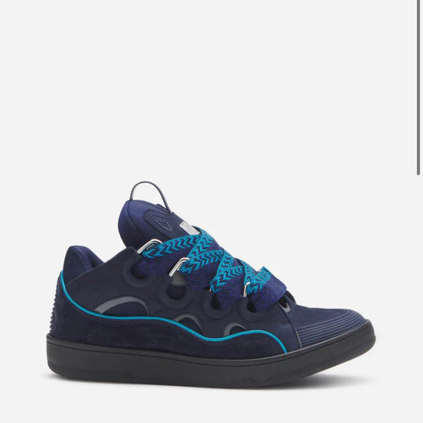 Lanvin Leather Curb Sneakers - FashionPlug