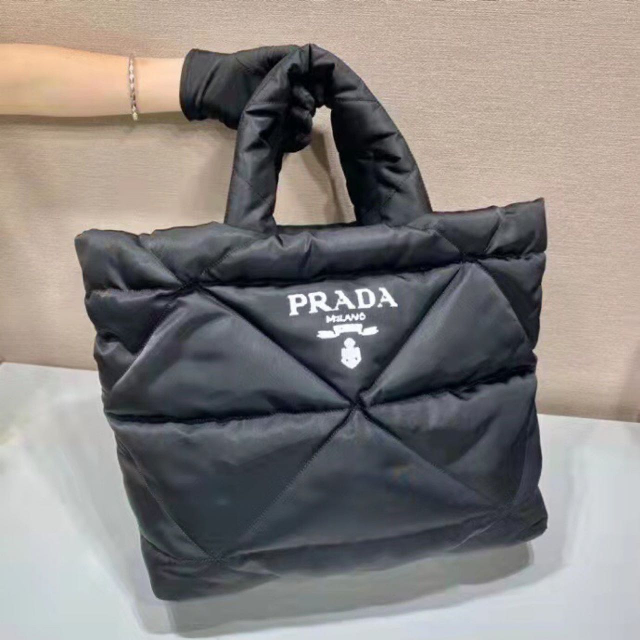 Prada Padded Re-Nylon Tote Bag - FashionPlug