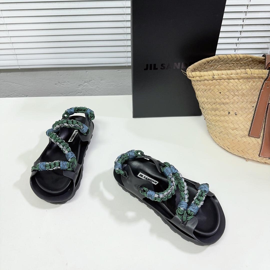 JIl Sander Leather Sandals - FashionPlug