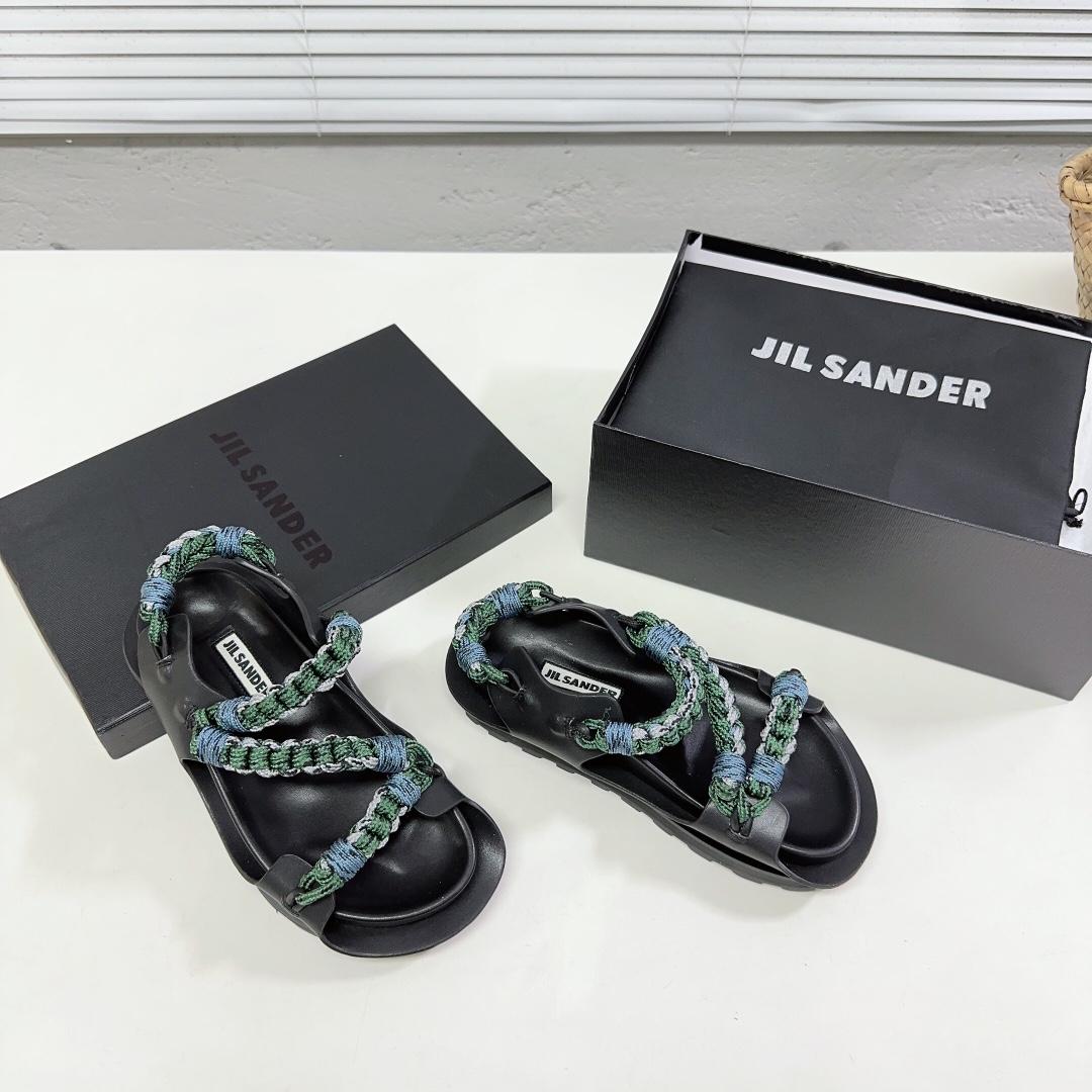 JIl Sander Leather Sandals - FashionPlug