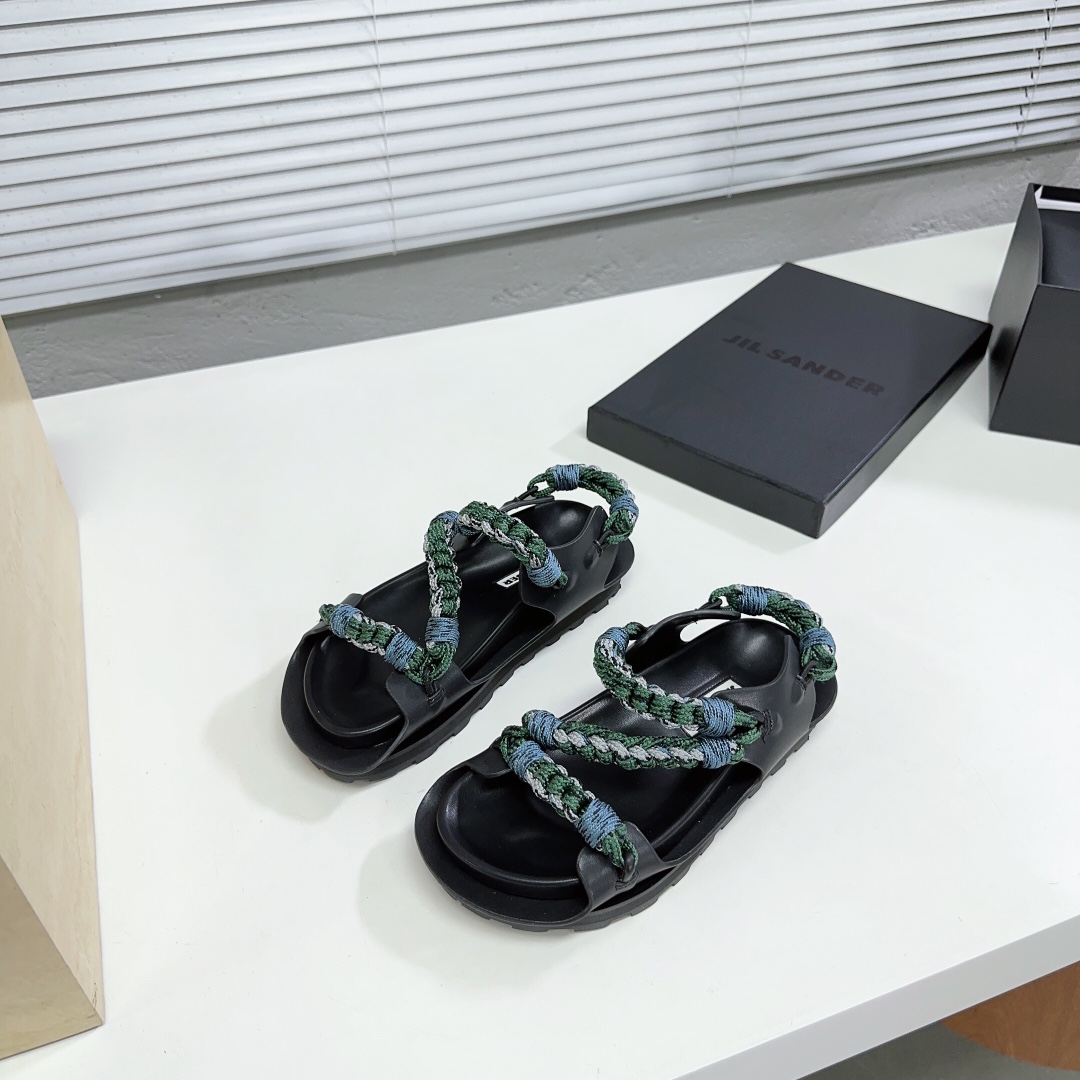 JIl Sander Leather Sandals - FashionPlug