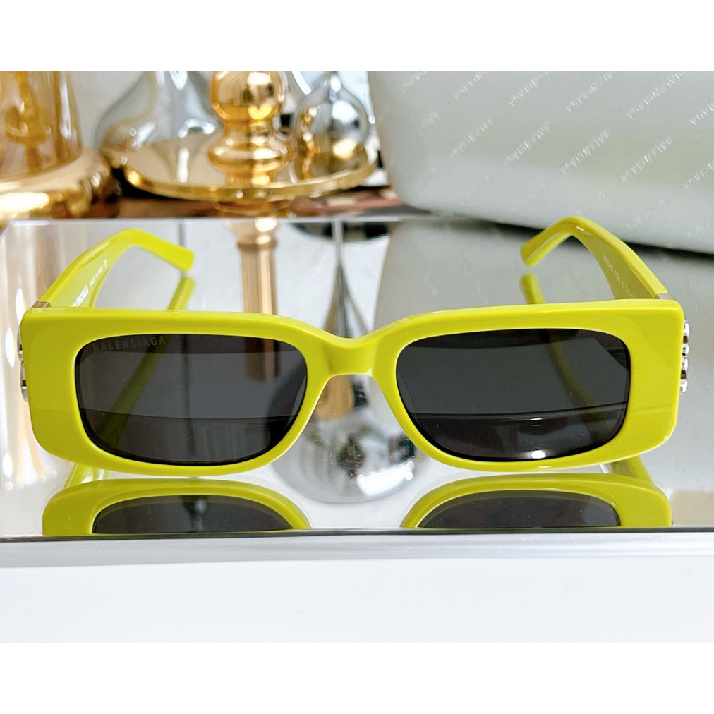 Balenciaga Dynasty Rectangle Sunglasses In Yellow   bb0096 - FashionPlug