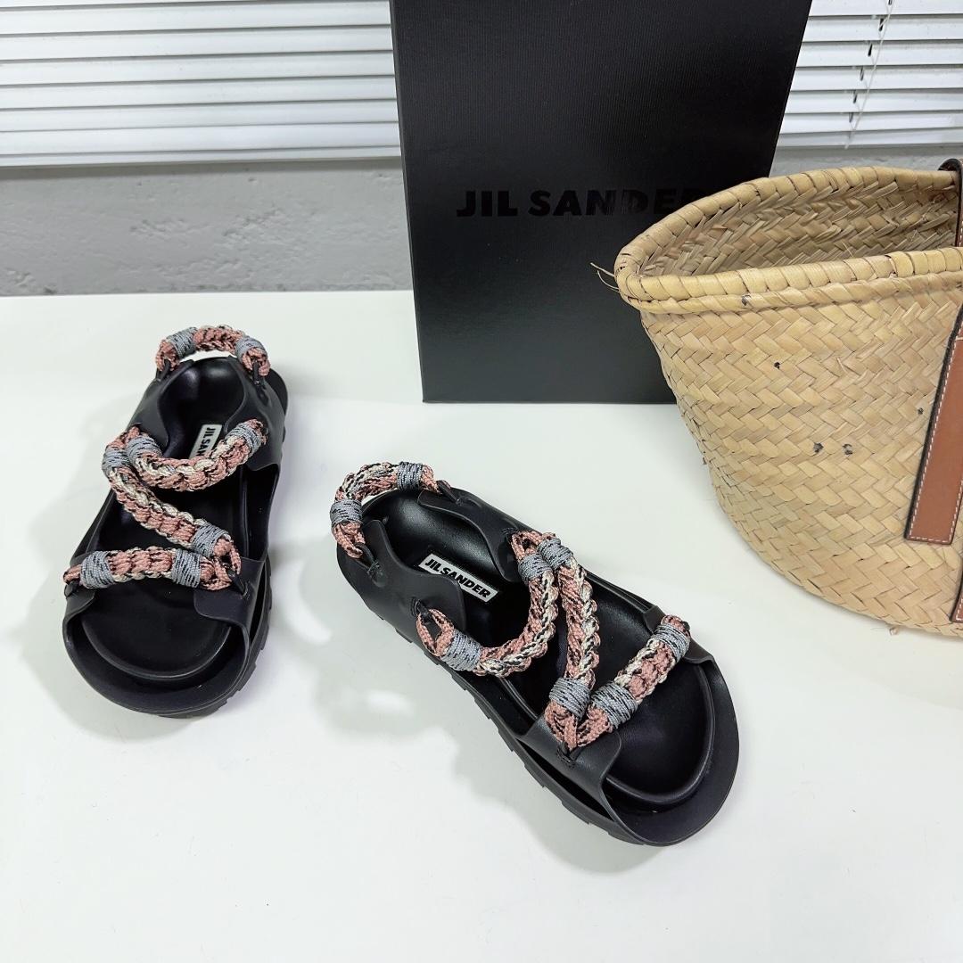 JIl Sander Leather Sandals - FashionPlug