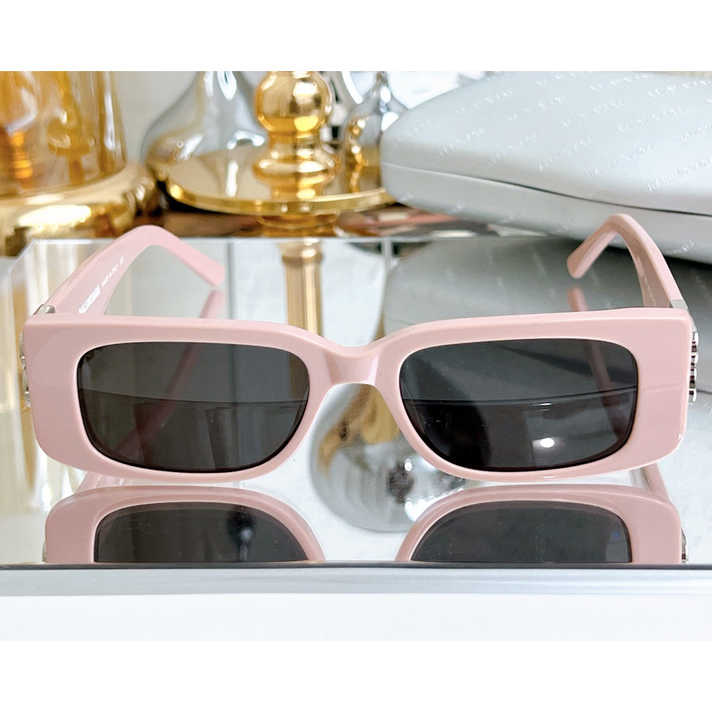 Balenciaga Dynasty Rectangle Sunglasses In Pink    bb0096 - FashionPlug