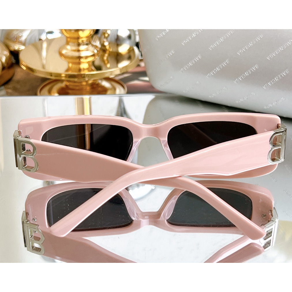 Balenciaga Dynasty Rectangle Sunglasses In Pink    bb0096 - FashionPlug