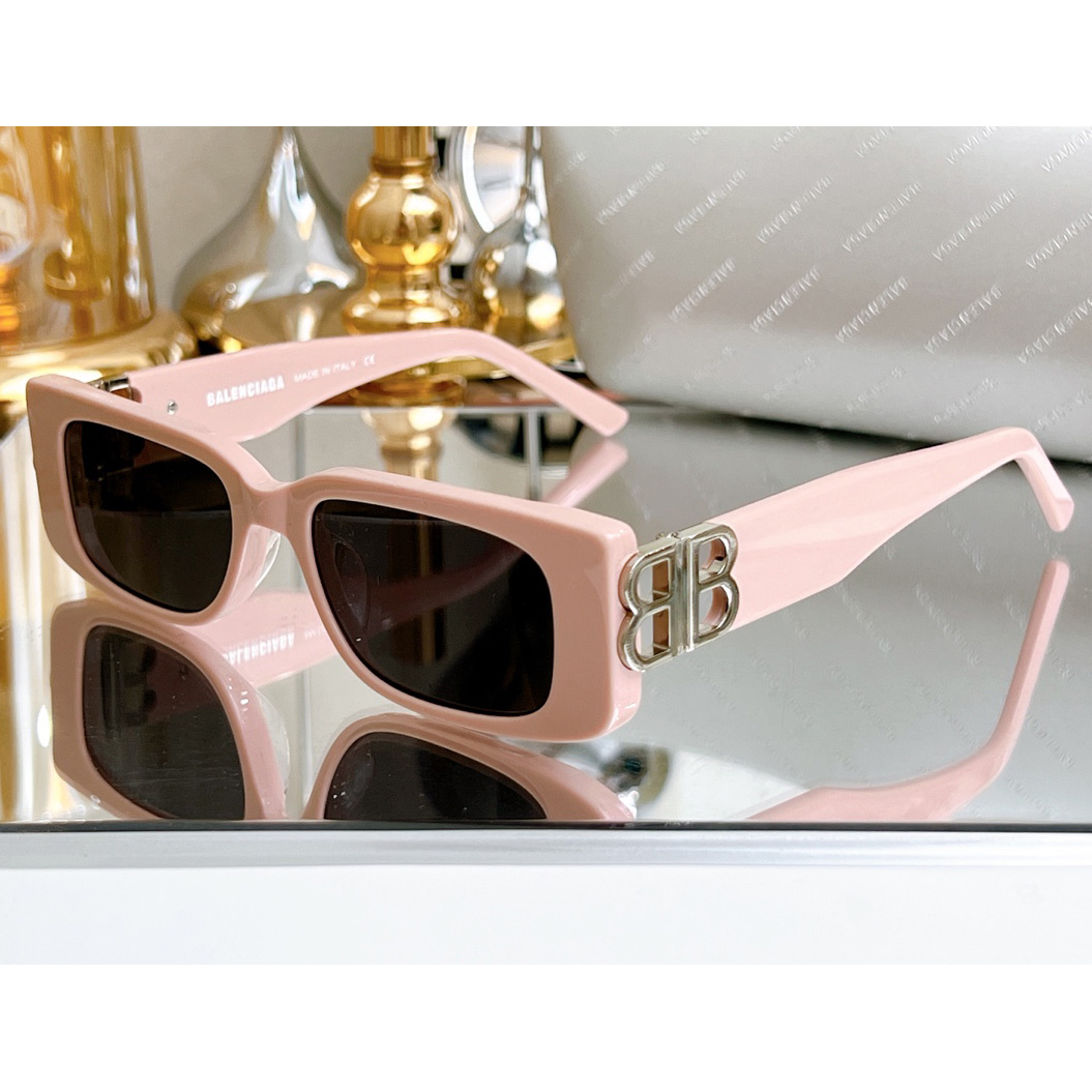 Balenciaga Dynasty Rectangle Sunglasses In Pink    bb0096 - FashionPlug