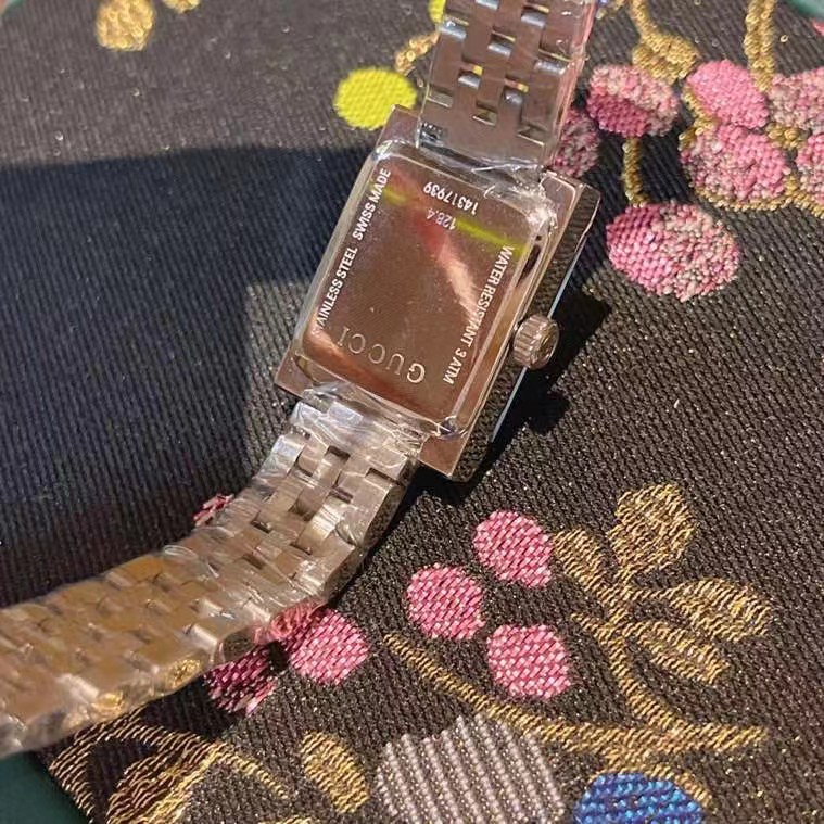 Gucci G-Frame Black Diamond Dial Steel Women's Watch YA128507 - FashionPlug