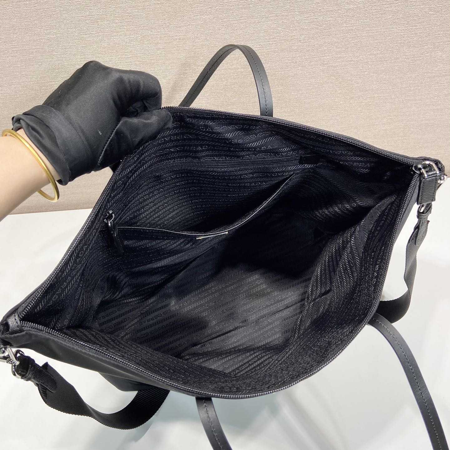Prada Re-Nylon And Saffiano Leather Tote Bag - FashionPlug