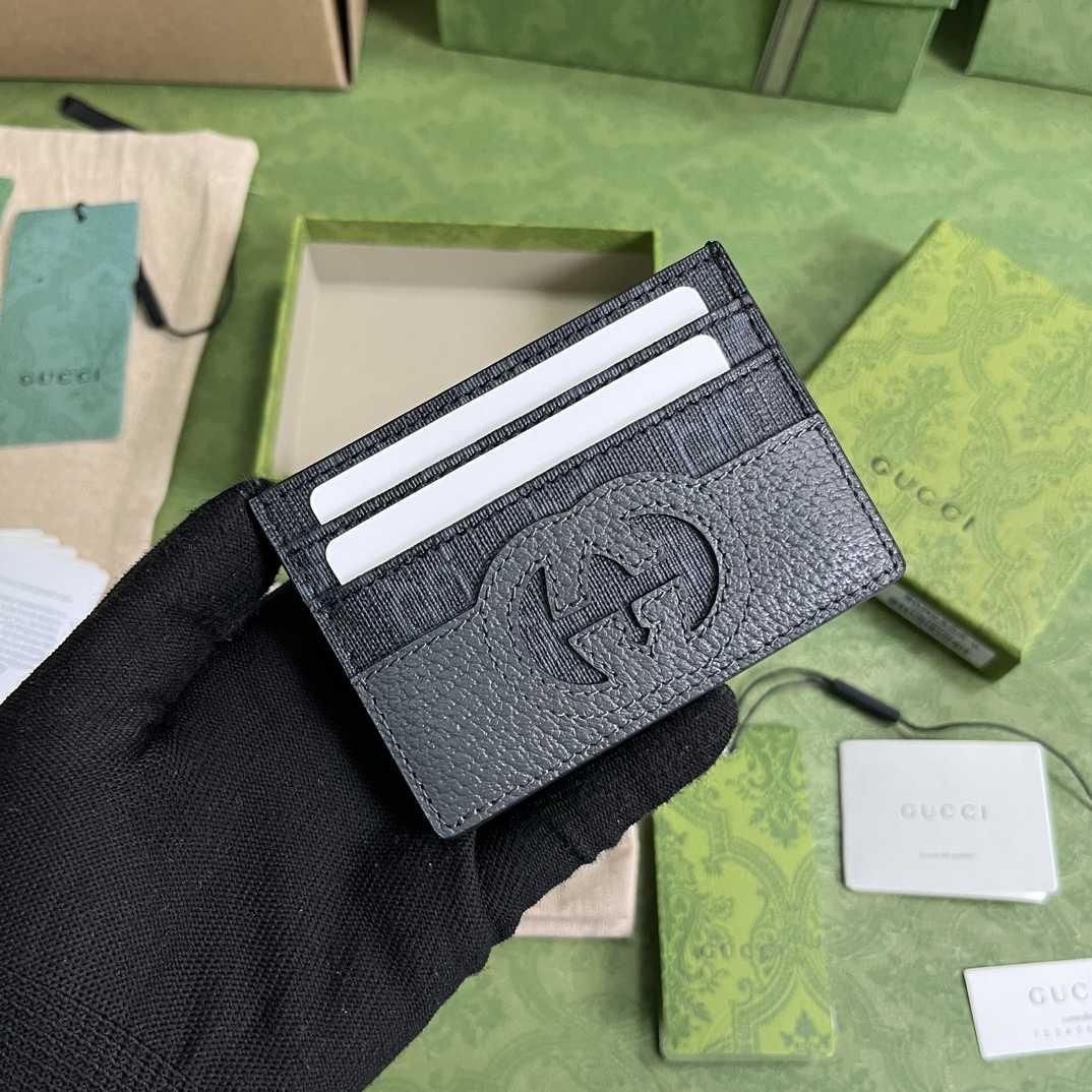 Gucci Card Case With Cut-out Interlocking G(10-7cm)    - FashionPlug