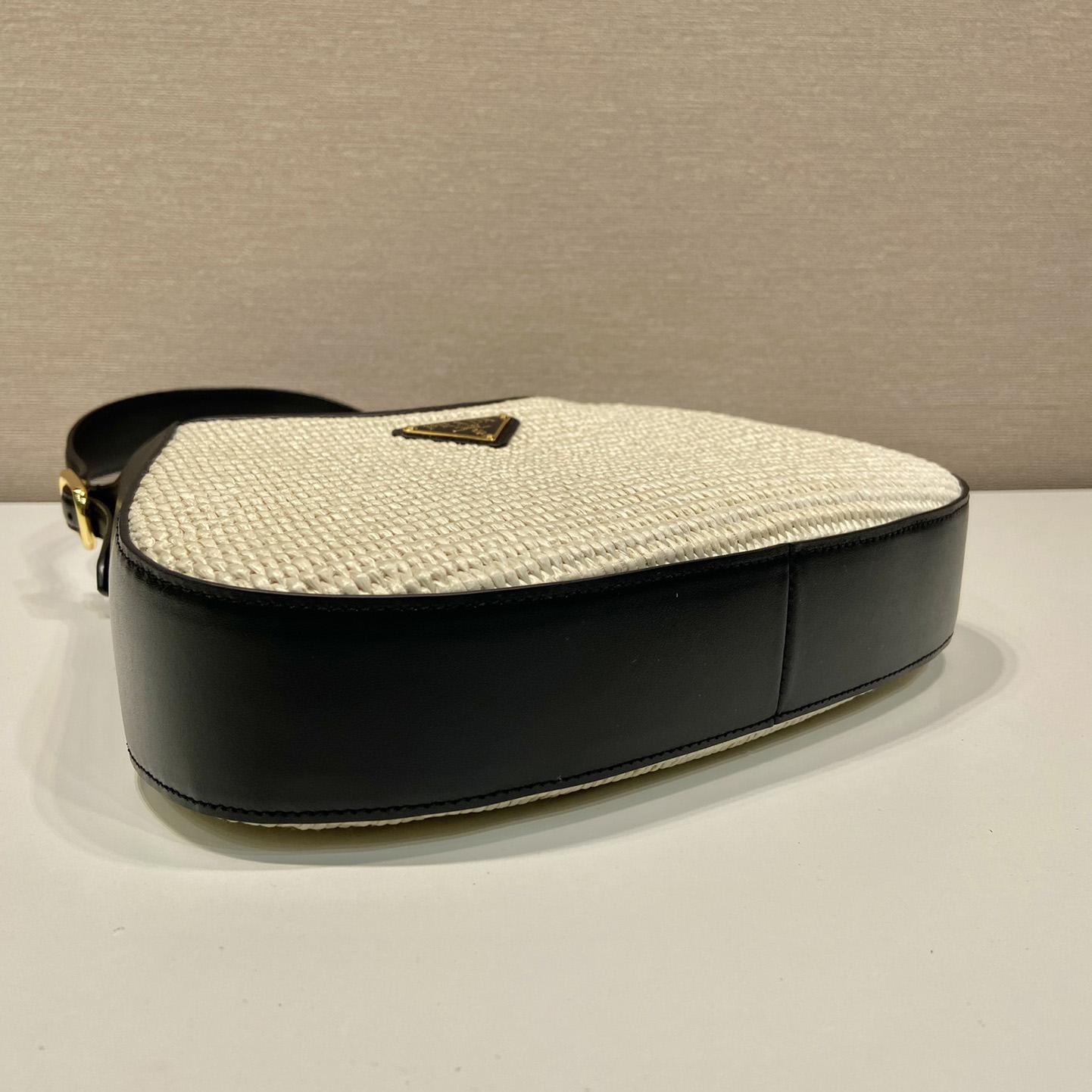 Prada Fabric And Leather Shoulder Bag - FashionPlug