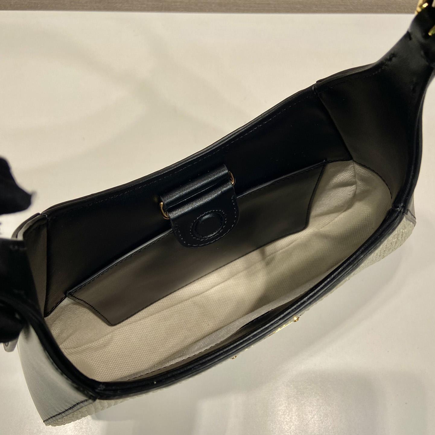 Prada Fabric And Leather Shoulder Bag - FashionPlug