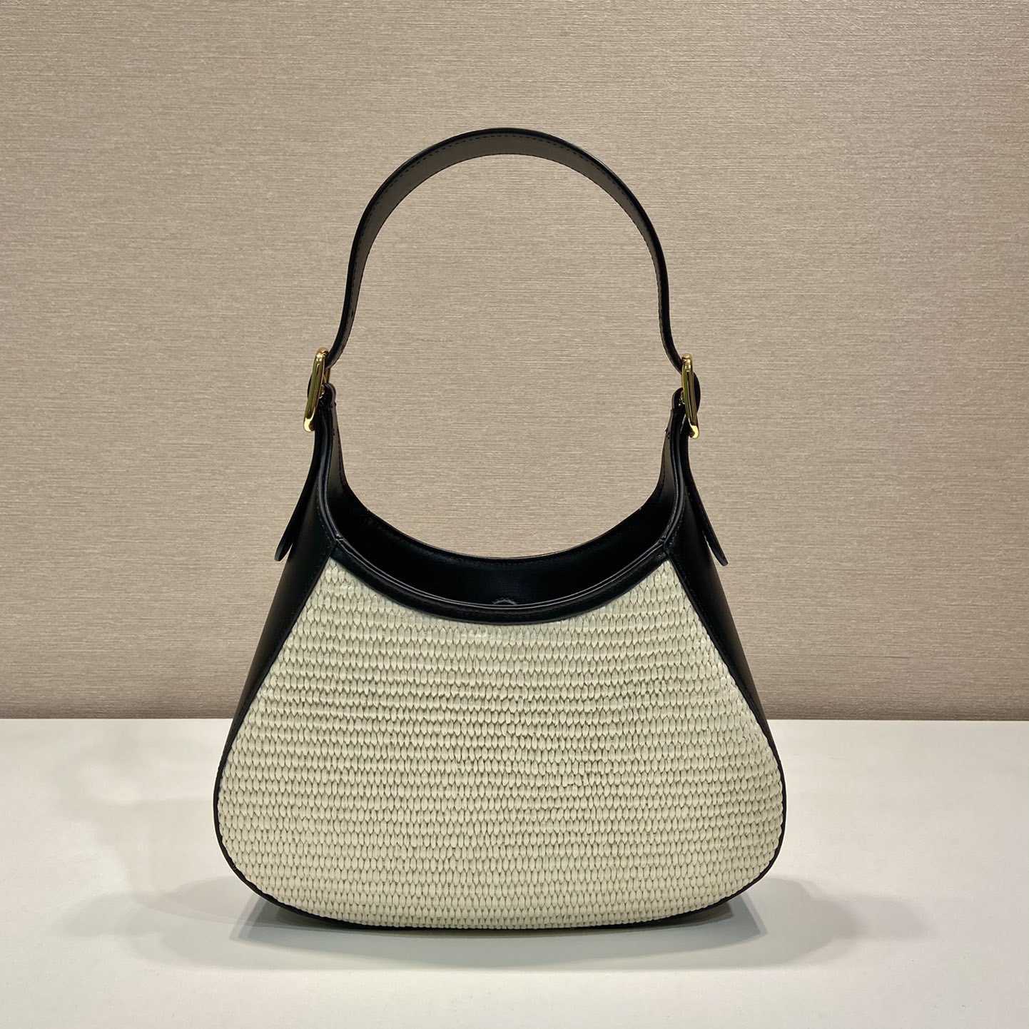 Prada Fabric And Leather Shoulder Bag - FashionPlug