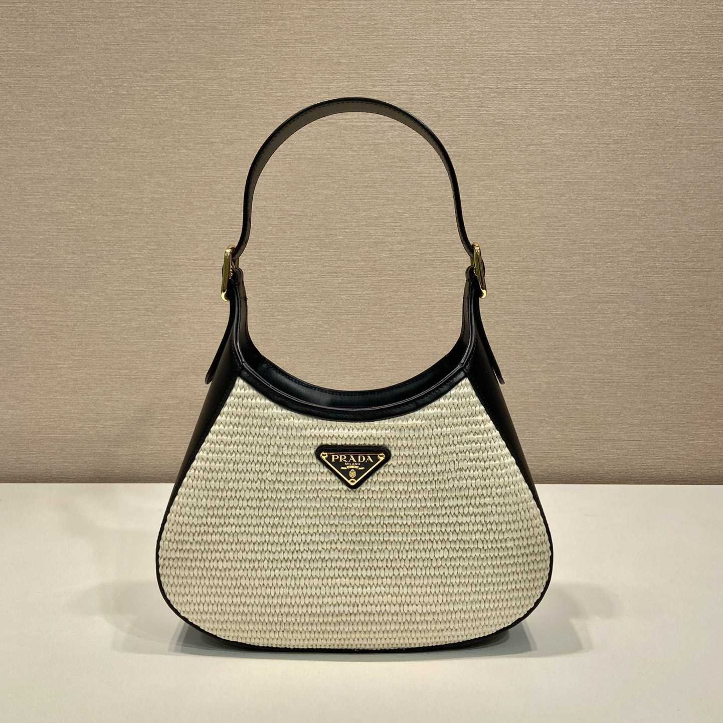 Prada Fabric And Leather Shoulder Bag - FashionPlug