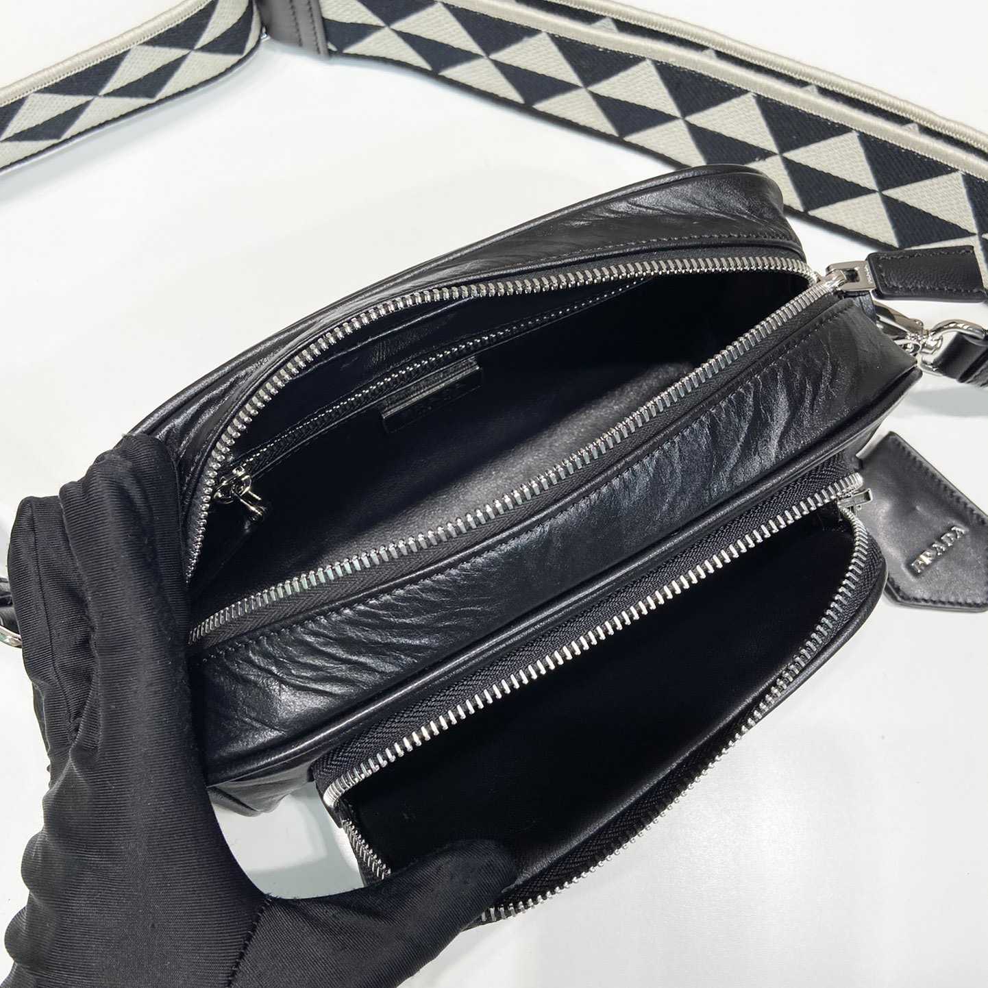 Prada Nappa Antique Leather Multi-pocket Shoulder Bag - FashionPlug