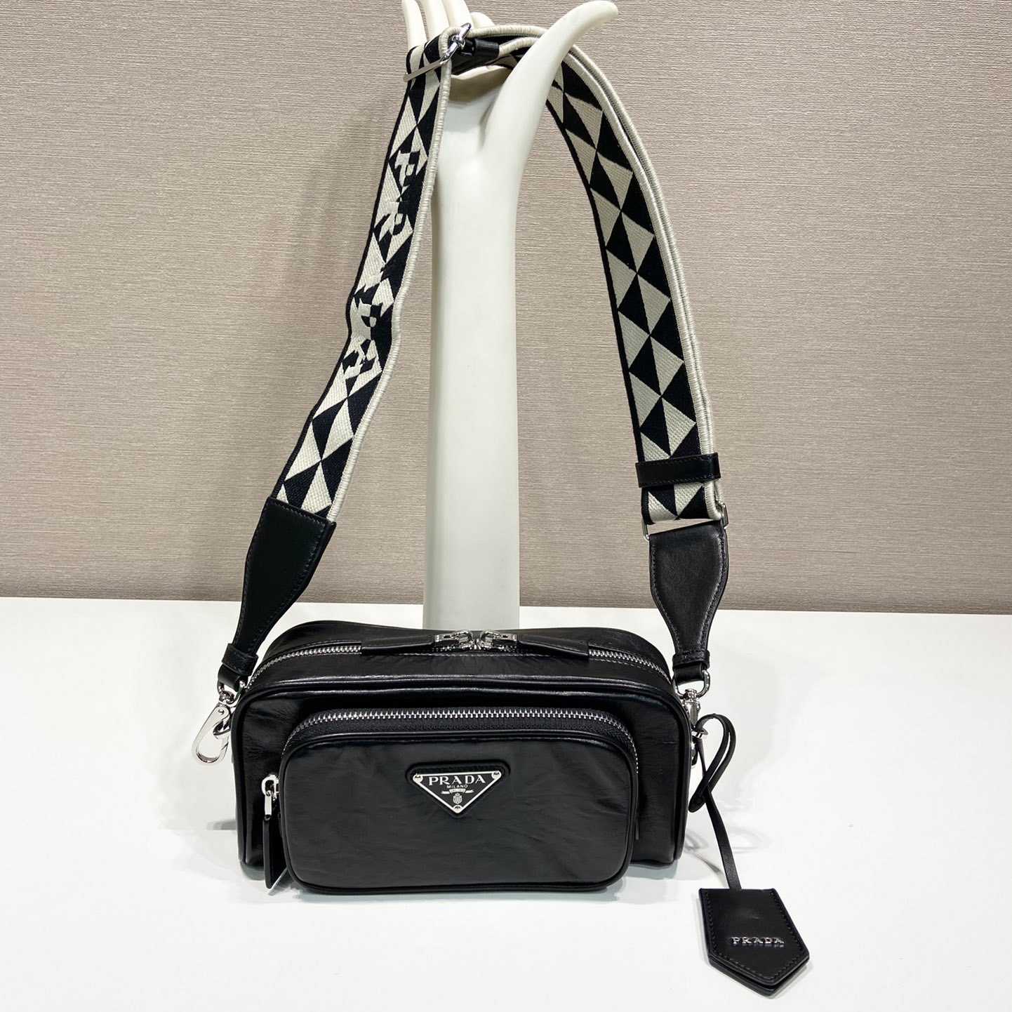 Prada Nappa Antique Leather Multi-pocket Shoulder Bag - FashionPlug