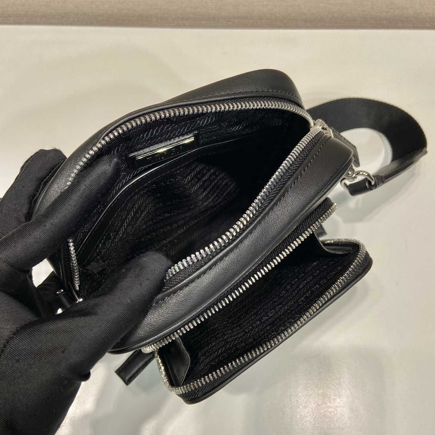 Prada Leather Shoulder Bag With Pouch - FashionPlug