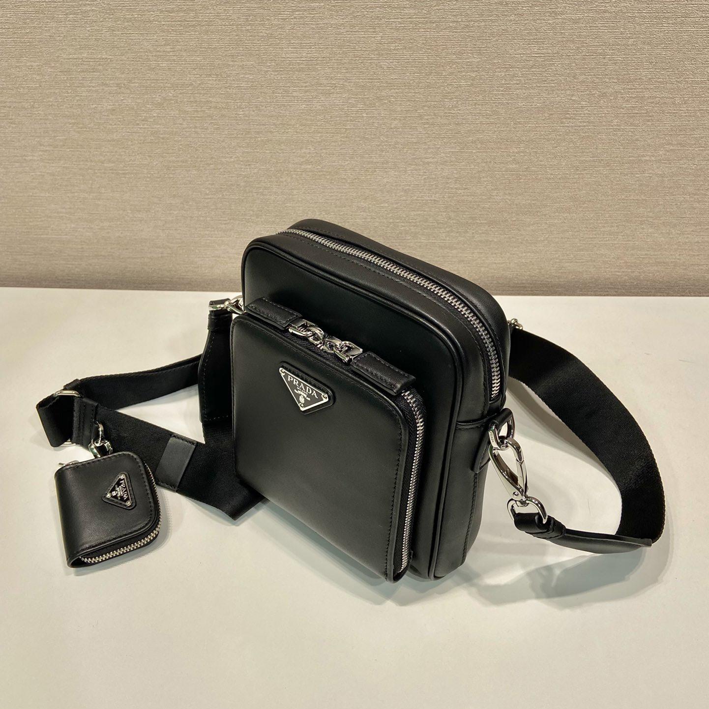 Prada Leather Shoulder Bag With Pouch - FashionPlug